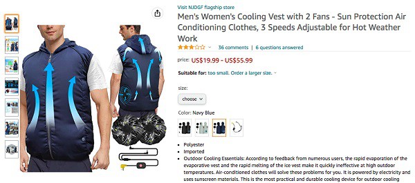 Air conditioning clothing sales